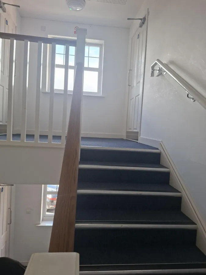 Communal stairwell carpet cleaning in a block of flats