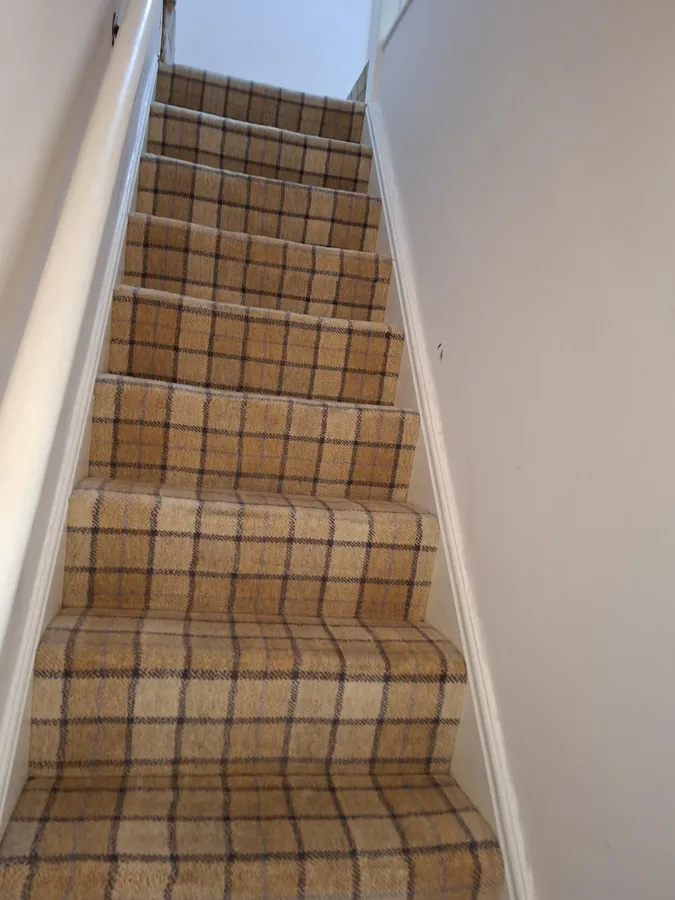Tartan stair carpet professionally cleaned