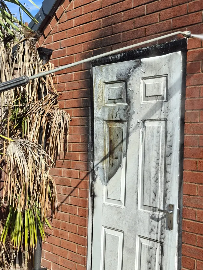 Fire damage door soot removal